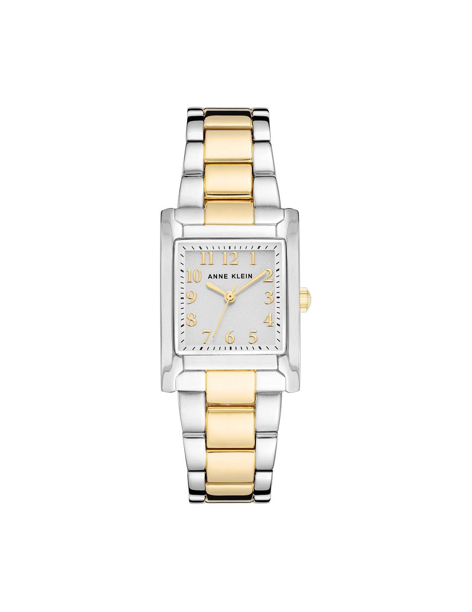 Silver / Gold Anne Klein Square Case Bracelet Watch Rectangular | QNZWA85421