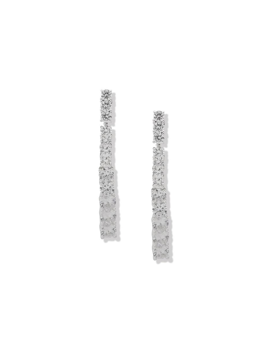 Silver / Grey Anne Klein Prong Round Stone Linear Earrings | PNZER71523