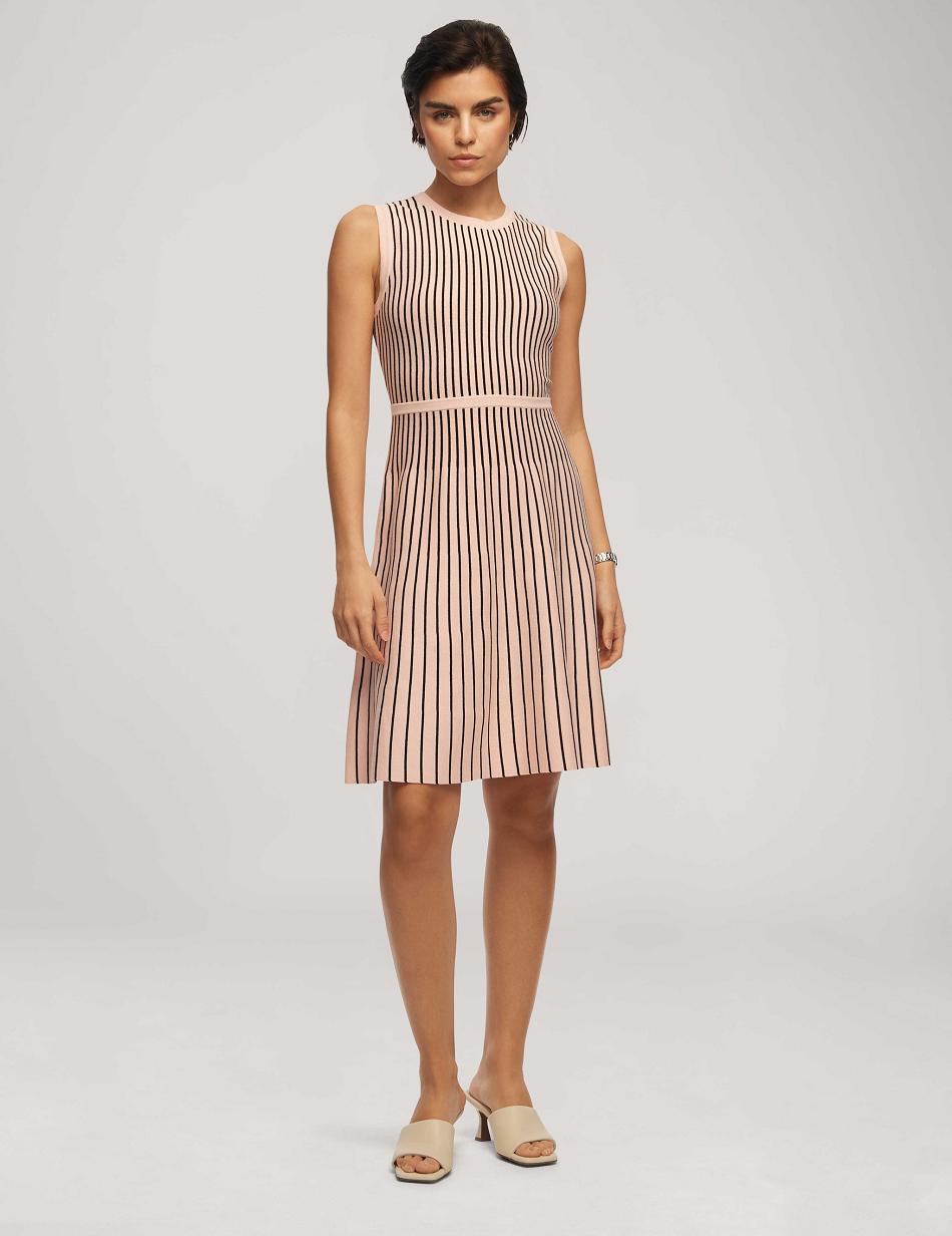 Stripes / Black Anne Klein Vertical Stripe Fit And Flare Dress | TNZWZ30145