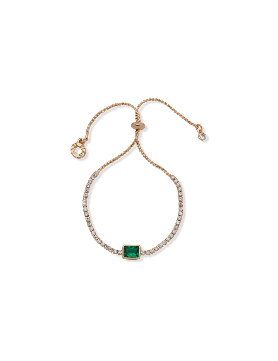 Turquoise / Gold Anne Klein Emerald Slider Bracelet | XNZBH95145