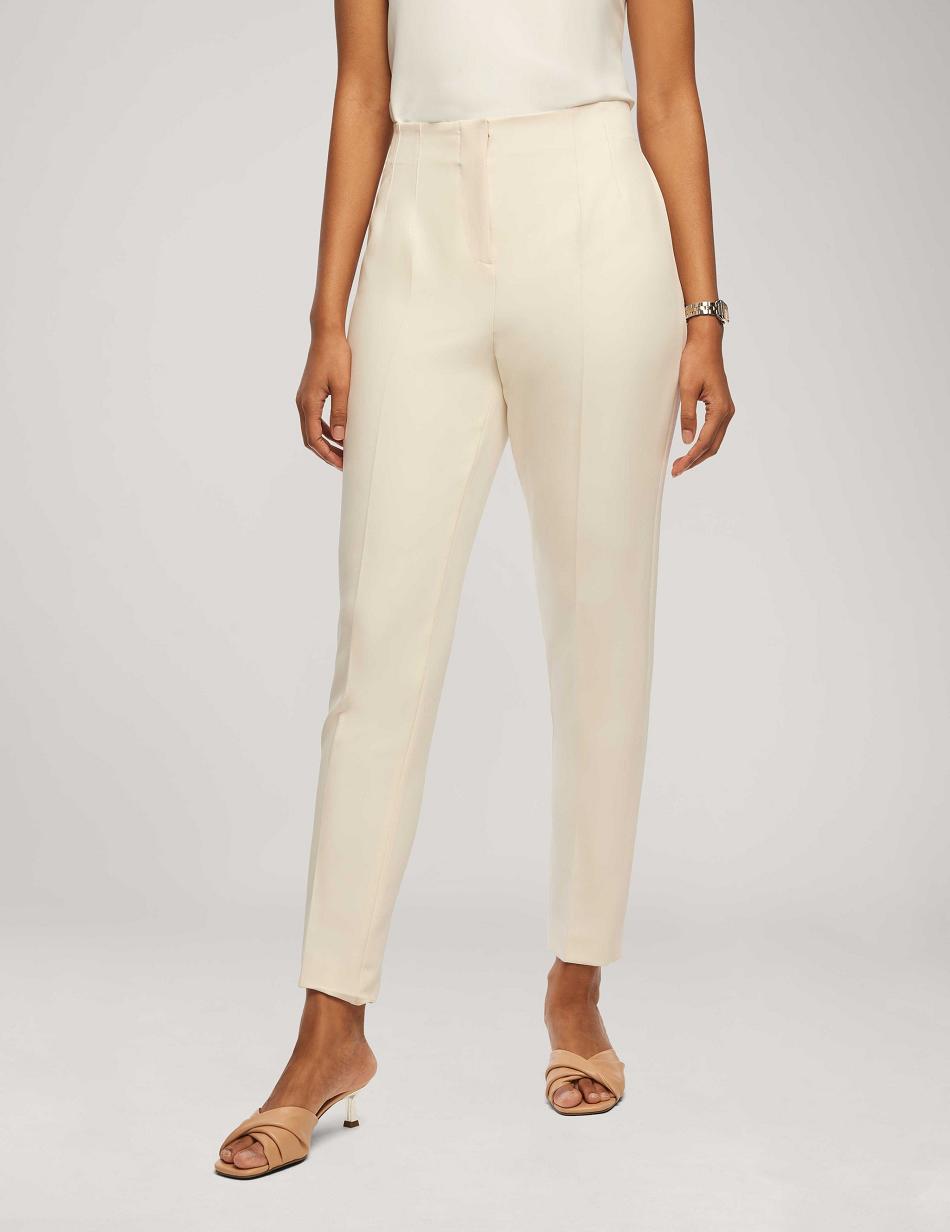 White Anne Klein Anne Stretch Pleat Hollywood Waist Slim Ankle Pant Bottoms | NZNEJ88118