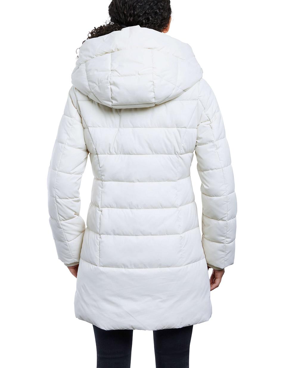 White Anne Klein Consider It Snap Front Puffer Jacket Outerwear | QNZWA95142