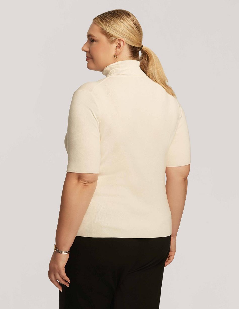 White Anne Klein Half Sleeve Turtleneck Plus Size | DNZVO24340