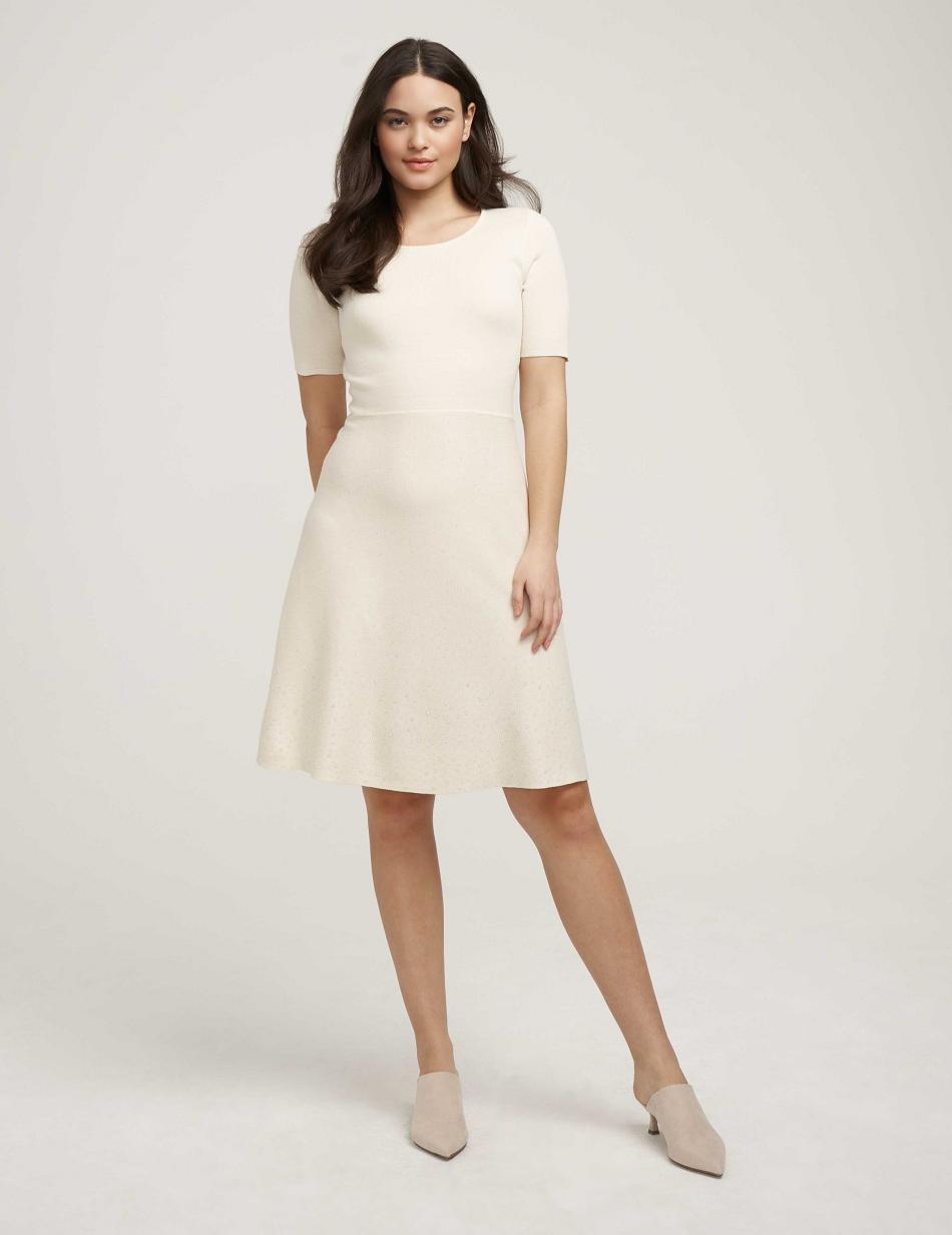 White Anne Klein Heat Set Fit & Flare Sweater- Clearance Dress | ANZWC11590