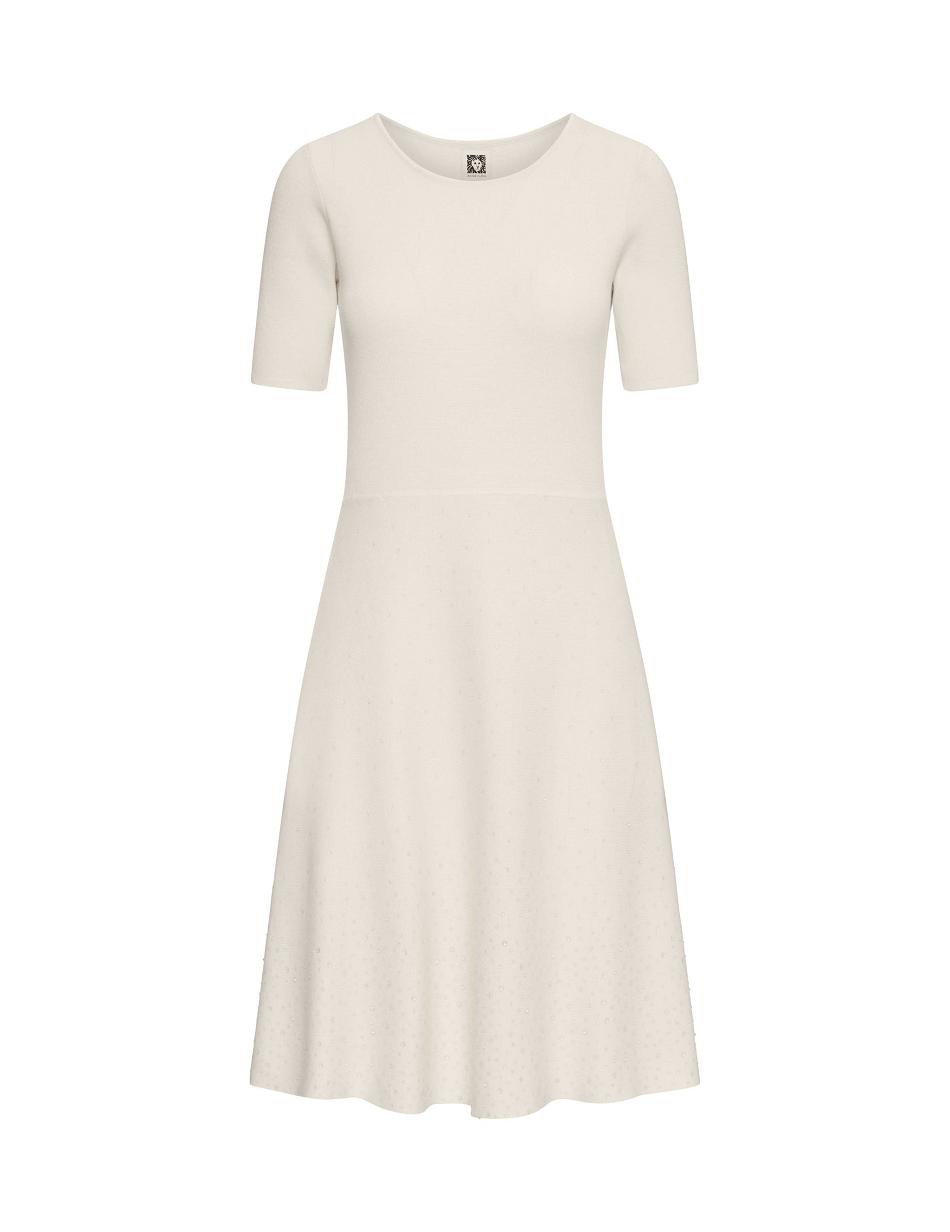 White Anne Klein Heat Set Fit & Flare Sweater- Clearance Dress | ANZWC11590