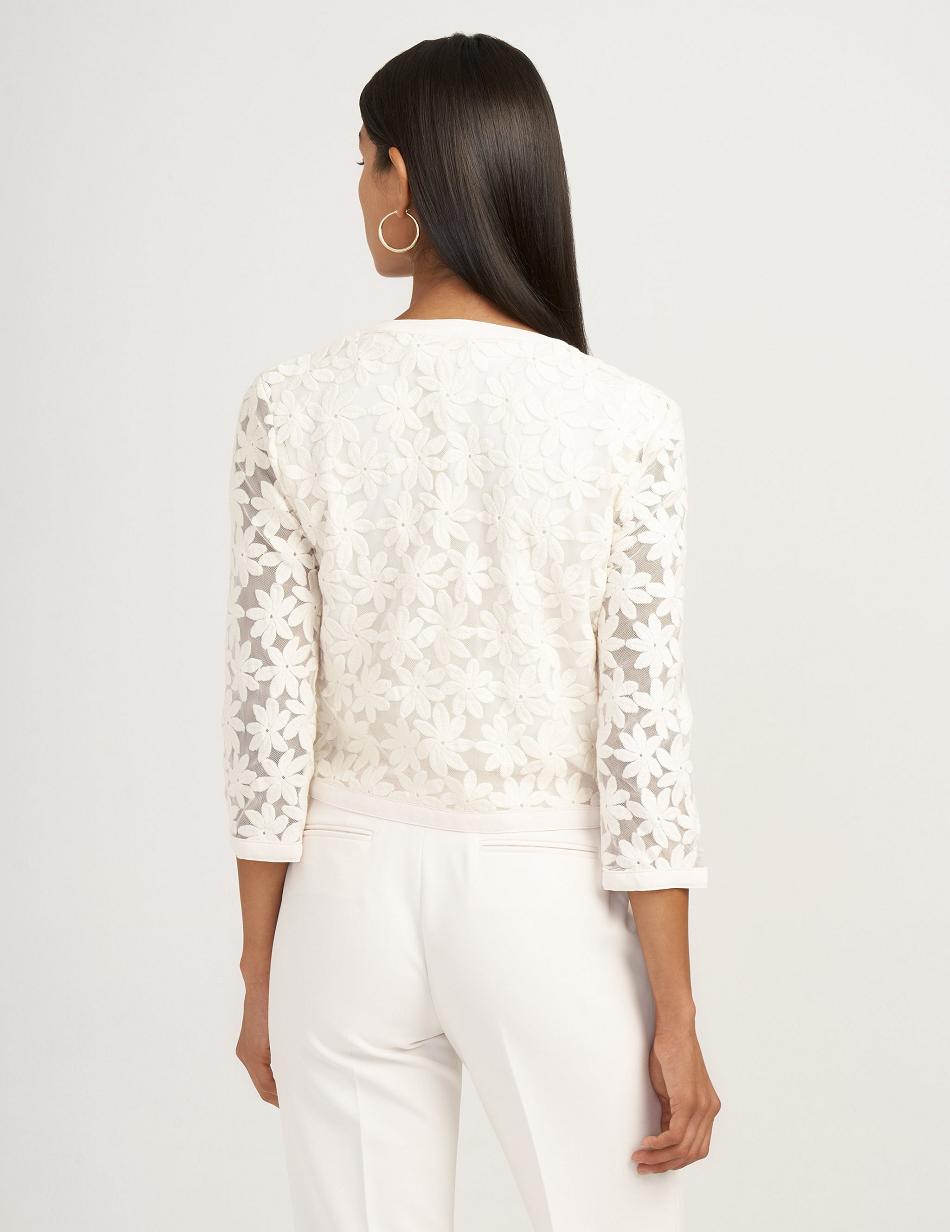 White Anne Klein Lace Cardigan Blazers | XNZBH71447