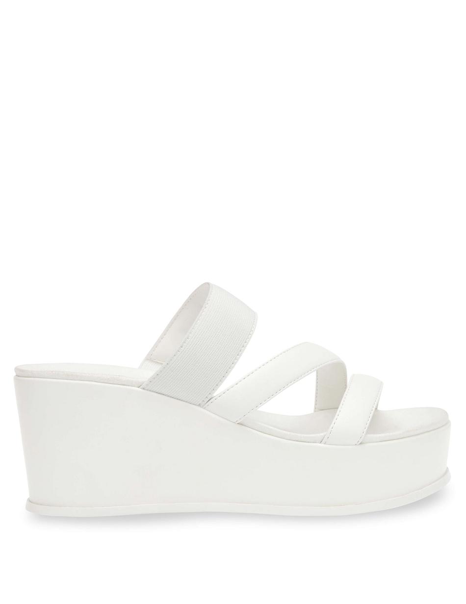 White Anne Klein Velma Flatform Sandal Wedges | GNZUC91856