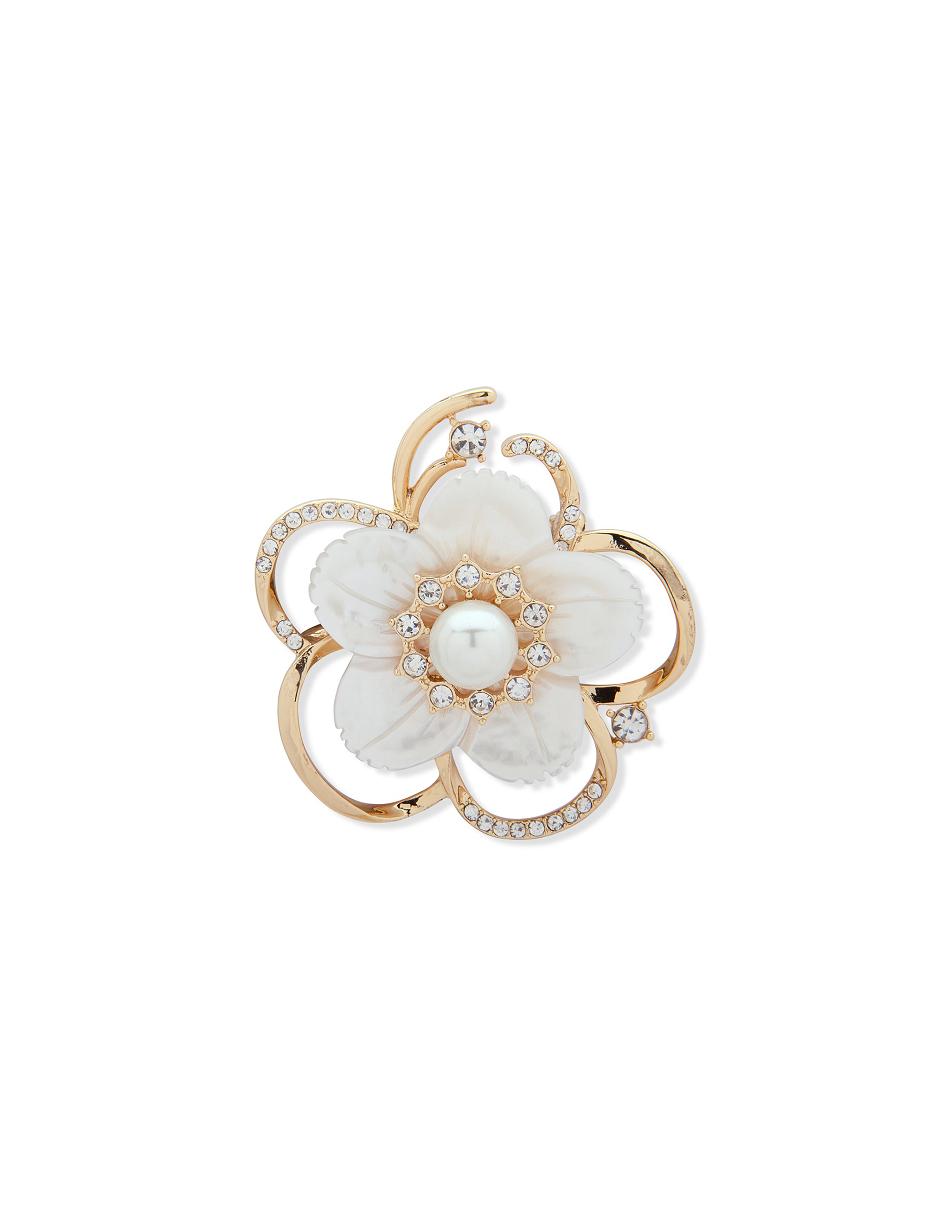 White / Flower / Gold Anne Klein White Flower Brooch Gold Brooches | NZJVR35174