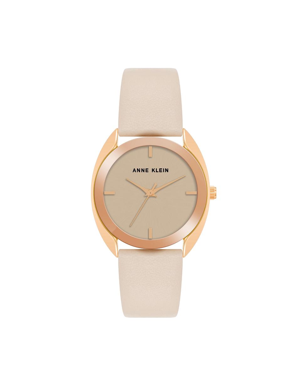 White / Gold Anne Klein Modern Strap Watch Leather | NZEGJ14967