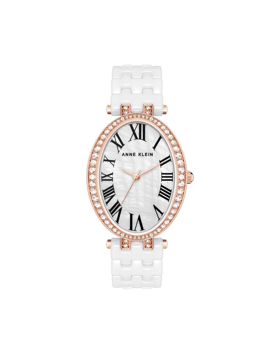 White / Rose / Gold Anne Klein Oval Bracelet Watch Ceramics | LNZSX93574